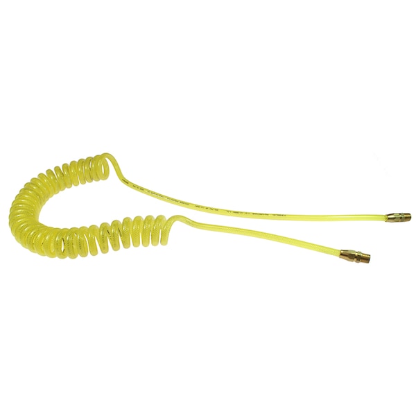Flexeel Coil 1/4"IDx10 ' 1/4" MPT Rigid Transparent Yellow PRE14-10-TY